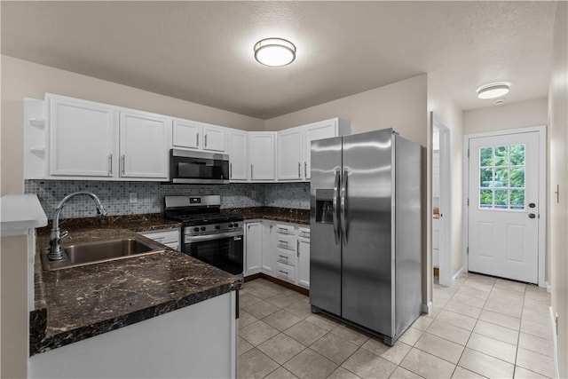 2960 Brevard Ave, Brentwood, PA 15227 - kitchen with stainless steel appliances, tasteful backsplash, white cabinets, open shelves, and light tile patterned floors
