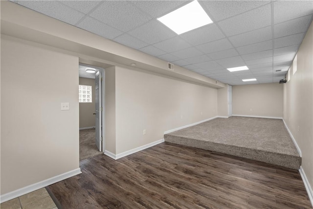 2960 Brevard Ave, Brentwood, PA 15227 - spare room featuring a drop ceiling, wood finished floors, and carpet flooring