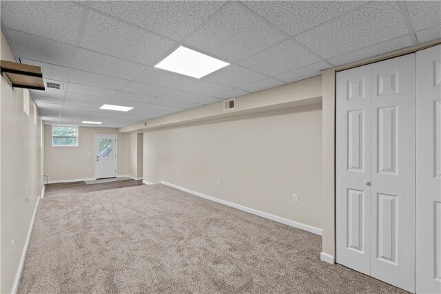 2960 Brevard Ave, Brentwood, PA 15227 - below grade area with carpet floors and a drop ceiling