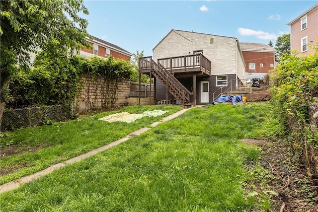 2960 Brevard Ave, Brentwood, PA 15227 - rear view of house featuring stairs and a wooden deck