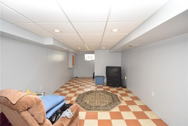 104 Sherwick Dr, Elizabeth Twp/Boro, PA 15037 - living area with light flooring, recessed lighting, and a paneled ceiling