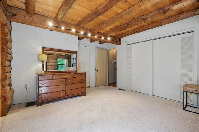 125 Timber Ridge Rd, Clinton Twp, PA 16056 - carpeted bedroom with a wooden ceiling with exposed beams
