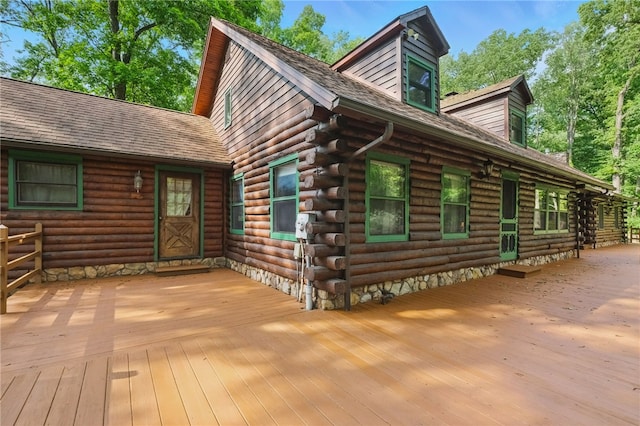 125 Timber Ridge Rd, Clinton Twp, PA 16056 - view of front of home with a wooden deck and log exterior