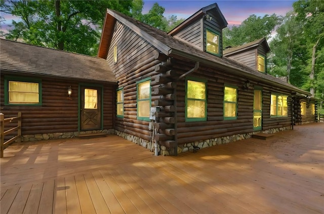 125 Timber Ridge Rd, Clinton Twp, PA 16056 - view of front of home with a wooden deck and log siding
