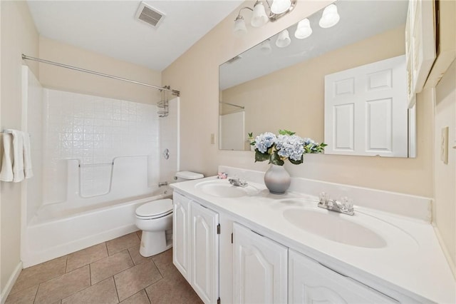 11 Sunset Ct, Cranberry Twp, PA 16066 - bathroom featuring double vanity, shower / bath combination, and tile patterned floors