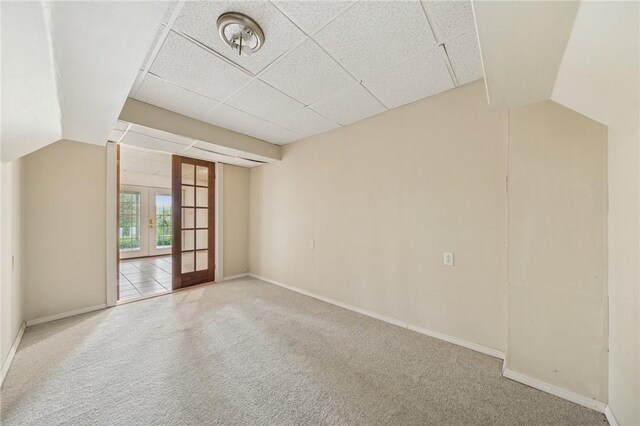 11 Sunset Ct, Cranberry Twp, PA 16066 - spare room with french doors, carpet flooring, and a paneled ceiling