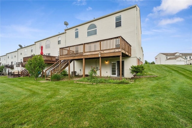 11 Sunset Ct, Cranberry Twp, PA 16066 - back of property featuring a deck, stairway, and a lawn