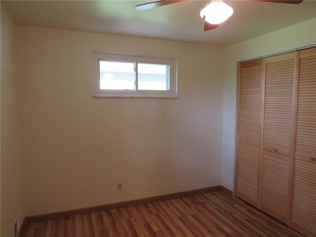 1332 Oakridge Rd, South Fayette, PA 15057 - unfurnished bedroom featuring a closet, wood finished floors, and ceiling fan