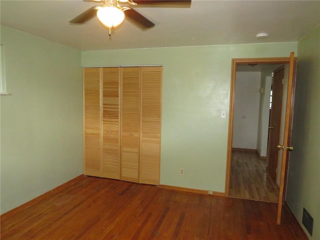 1332 Oakridge Rd, South Fayette, PA 15057 - unfurnished bedroom with wood finished floors, a closet, and a ceiling fan