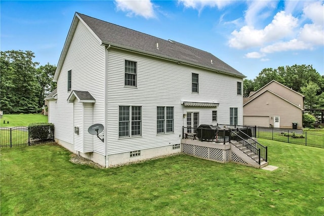 1603 Lori Ln, Hermitage, PA 16148 - rear view of property featuring a wooden deck, a fenced backyard, and a shingled roof