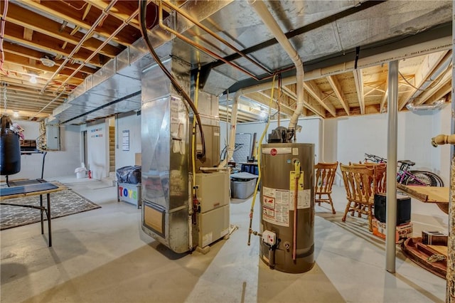 1603 Lori Ln, Hermitage, PA 16148 - unfinished basement with gas water heater, heating unit, and electric panel