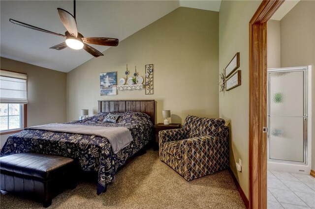 1603 Lori Ln, Hermitage, PA 16148 - bedroom with lofted ceiling, a ceiling fan, and carpet