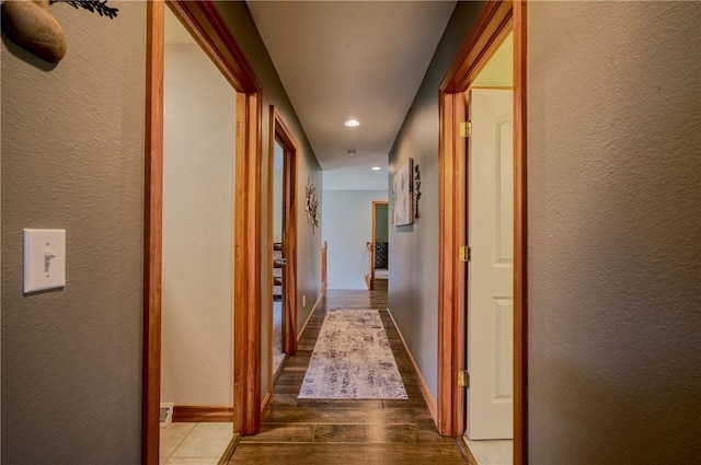 1603 Lori Ln, Hermitage, PA 16148 - hall featuring a textured wall, recessed lighting, and wood finished floors