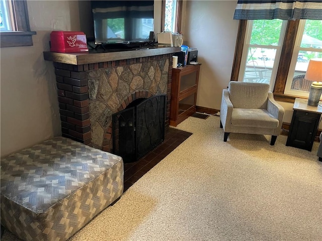 2568 Mercer St, Sandy Lake Boro, PA 16145 - living area featuring a stone fireplace