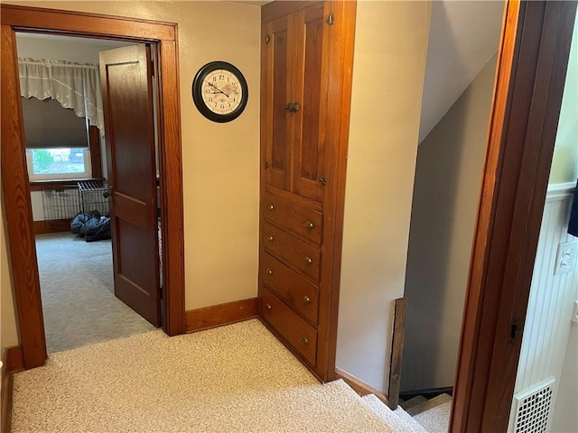 2568 Mercer St, Sandy Lake Boro, PA 16145 - hall with light carpet and radiator heating unit