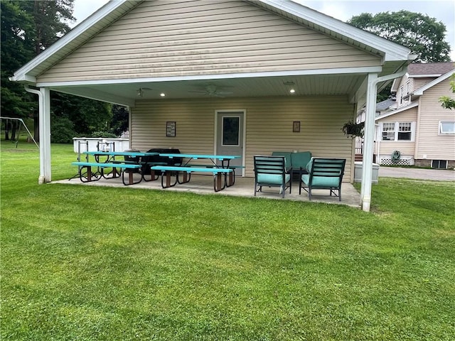 2568 Mercer St, Sandy Lake Boro, PA 16145 - back of house with a patio area, a yard, and outdoor lounge area