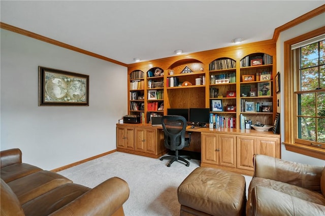 330 Warrick Dr, Seven Fields Boro, PA 16046 - carpeted office space with crown molding and built in study area