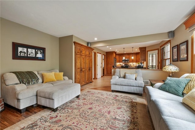 330 Warrick Dr, Seven Fields Boro, PA 16046 - living area with light wood-type flooring and recessed lighting