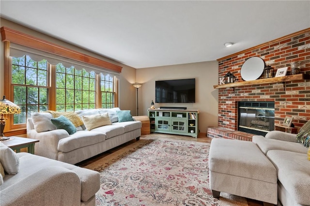 330 Warrick Dr, Seven Fields Boro, PA 16046 - living room with wood finished floors and a brick fireplace