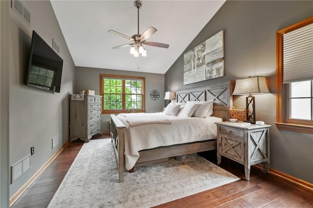 330 Warrick Dr, Seven Fields Boro, PA 16046 - bedroom with hardwood / wood-style flooring, a ceiling fan, and high vaulted ceiling