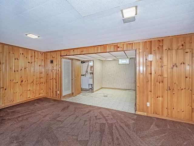 127 Pleasant Hills Blvd, Pleasant Hills, PA 15236 - unfurnished room with carpet floors, wooden walls, and washer / clothes dryer