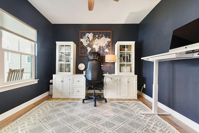 622 Burberry Blvd, Lehigh Twp, PA 16063 - home office with light wood-style flooring and a ceiling fan