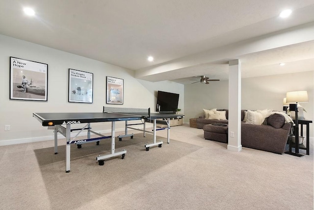 622 Burberry Blvd, Lehigh Twp, PA 16063 - playroom featuring carpet flooring, ceiling fan, and recessed lighting