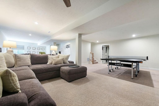 622 Burberry Blvd, Lehigh Twp, PA 16063 - living area with stairway, light carpet, and recessed lighting