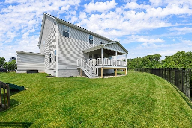 622 Burberry Blvd, Lehigh Twp, PA 16063 - back of property featuring a deck, a fenced backyard, and stairway