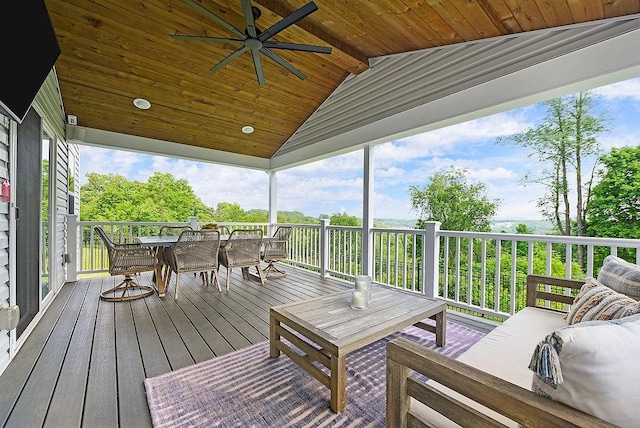 622 Burberry Blvd, Lehigh Twp, PA 16063 - wooden deck featuring outdoor dining area and ceiling fan