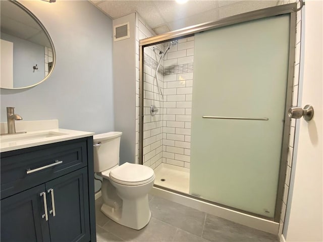 446 Hoodridge Dr Unit 210, Castle Shannon, PA 15234 - full bath with a shower stall, vanity, tile patterned floors, and a paneled ceiling