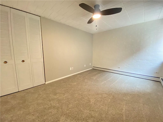 446 Hoodridge Dr Unit 210, Castle Shannon, PA 15234 - unfurnished bedroom featuring a baseboard heating unit, carpet flooring, and ceiling fan