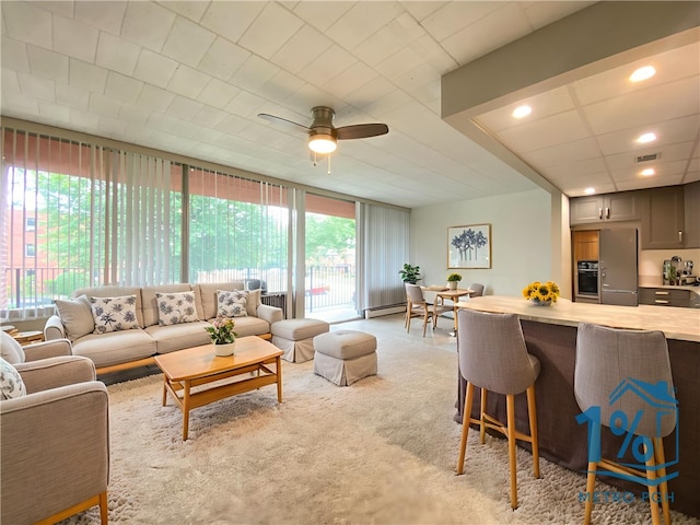 446 Hoodridge Dr Unit 210, Castle Shannon, PA 15234 - living area featuring ceiling fan and light colored carpet