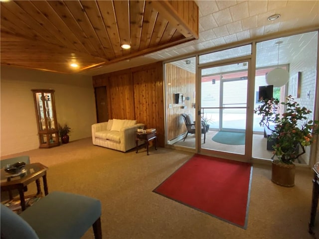 446 Hoodridge Dr Unit 210, Castle Shannon, PA 15234 - carpeted living area with wooden walls