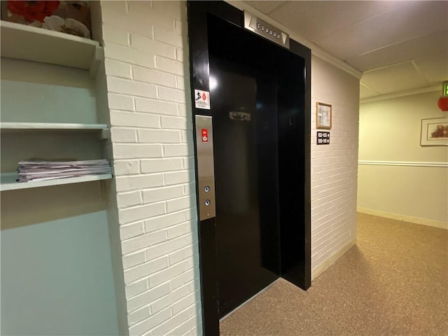 446 Hoodridge Dr Unit 210, Castle Shannon, PA 15234 - corridor with elevator and brick wall