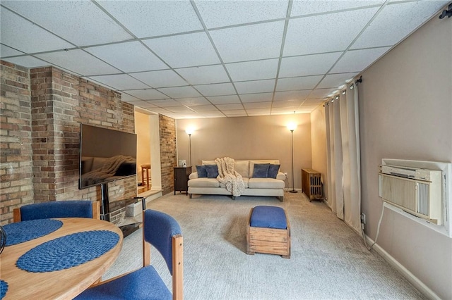 725 Dunster St, Brookline, PA 15226 - living room with carpet floors, a drop ceiling, and radiator