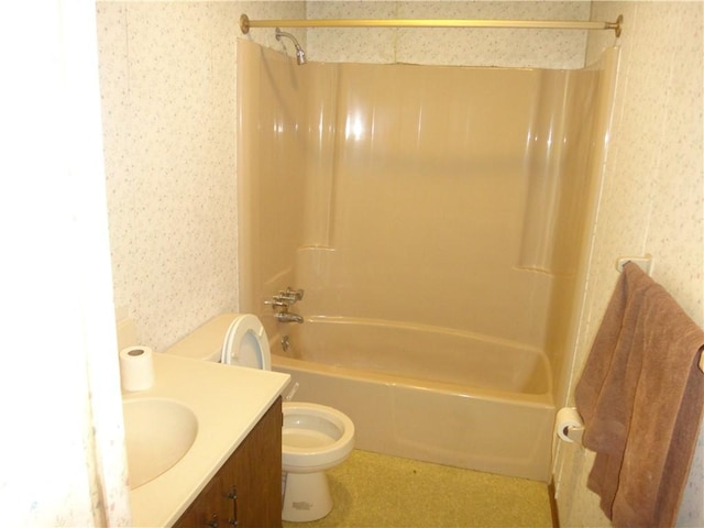 110 Raymond Ave, Luzerne Twp, PA 15417 - full bath featuring wallpapered walls, bathtub / shower combination, and vanity
