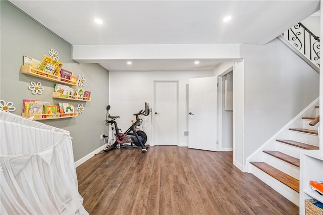 425 Sandy Dr, Shaler, PA 15116 - workout area featuring wood finished floors and recessed lighting