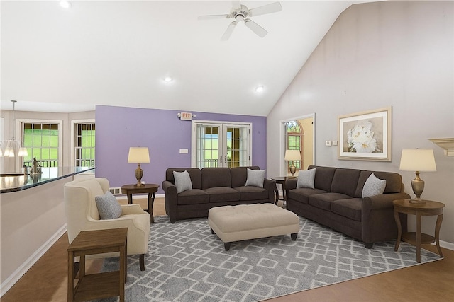 246 Johnston Rd, Bentleyville, PA 15314 - living area with ceiling fan, recessed lighting, and high vaulted ceiling