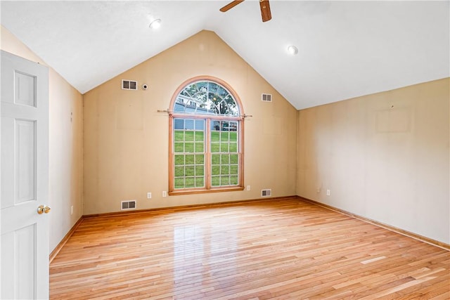 246 Johnston Rd, Bentleyville, PA 15314 - spare room with light wood finished floors, ceiling fan, and lofted ceiling