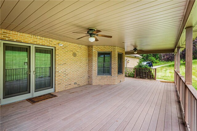 246 Johnston Rd, Bentleyville, PA 15314 - deck featuring a ceiling fan and french doors