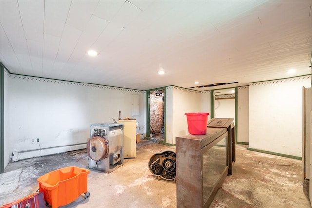 4177 Main St, Cook Twp, PA 15687 - finished below grade area with a baseboard heating unit and recessed lighting