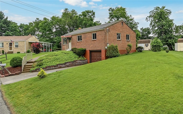 105 Hilltop Cir, Shaler, PA 15116 - view of front of property with an attached garage, a front yard, and brick siding