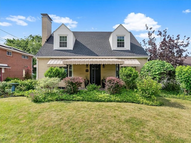 1713 Buchanan Ext, Aliquippa, PA 15001 - cape cod home with brick siding, a front lawn, a chimney, and roof with shingles