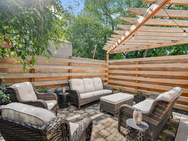 1713 Buchanan Ext, Aliquippa, PA 15001 - fenced backyard featuring an outdoor hangout area, a pergola, and a patio