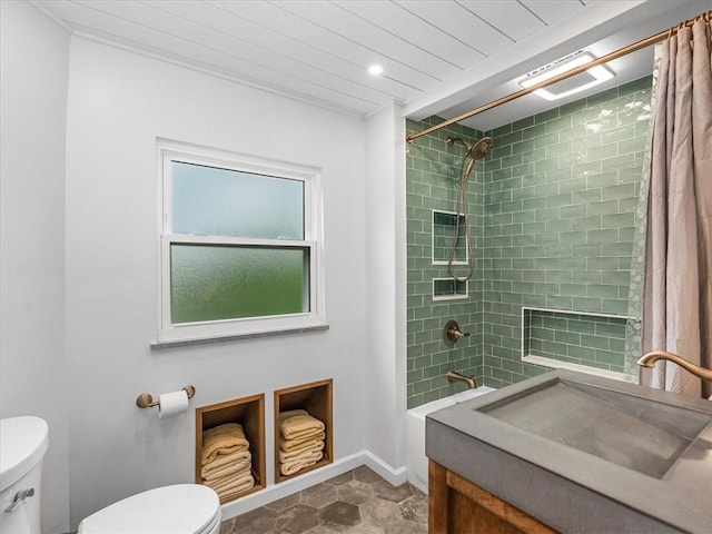 1713 Buchanan Ext, Aliquippa, PA 15001 - full bathroom with shower / bathtub combination with curtain, vanity, recessed lighting, and crown molding