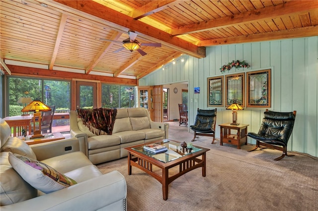 2370 Morrow Rd, Upper St Clair, PA 15241 - living area with wood ceiling, carpet flooring, a ceiling fan, and wooden walls