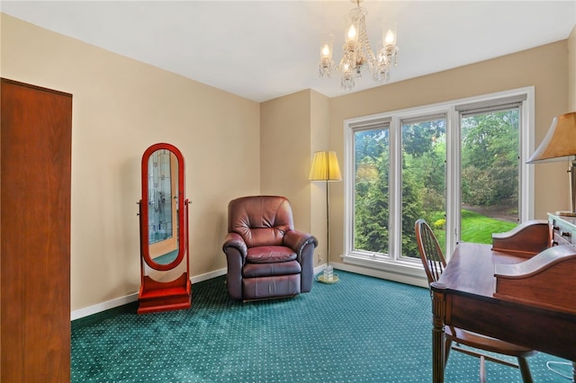 2370 Morrow Rd, Upper St Clair, PA 15241 - carpeted office space with baseboards and a chandelier