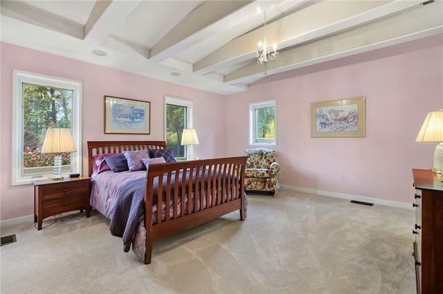 2370 Morrow Rd, Upper St Clair, PA 15241 - bedroom featuring light colored carpet, multiple windows, and a chandelier