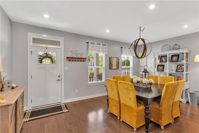 205 Regency Dr, North Strabane, PA 15330 - dining area with dark wood-style flooring and recessed lighting